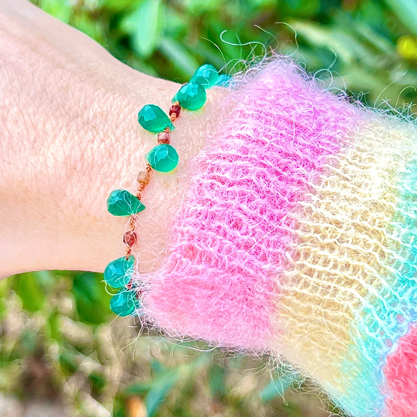 Bracelet mini plumetis onyx vert