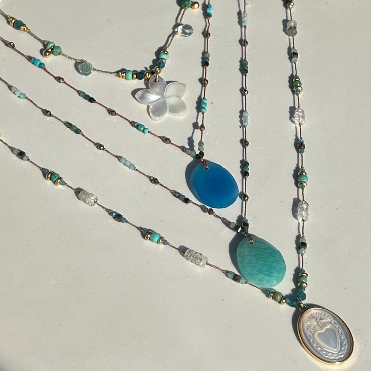 Sautoir Sacré aigues marines