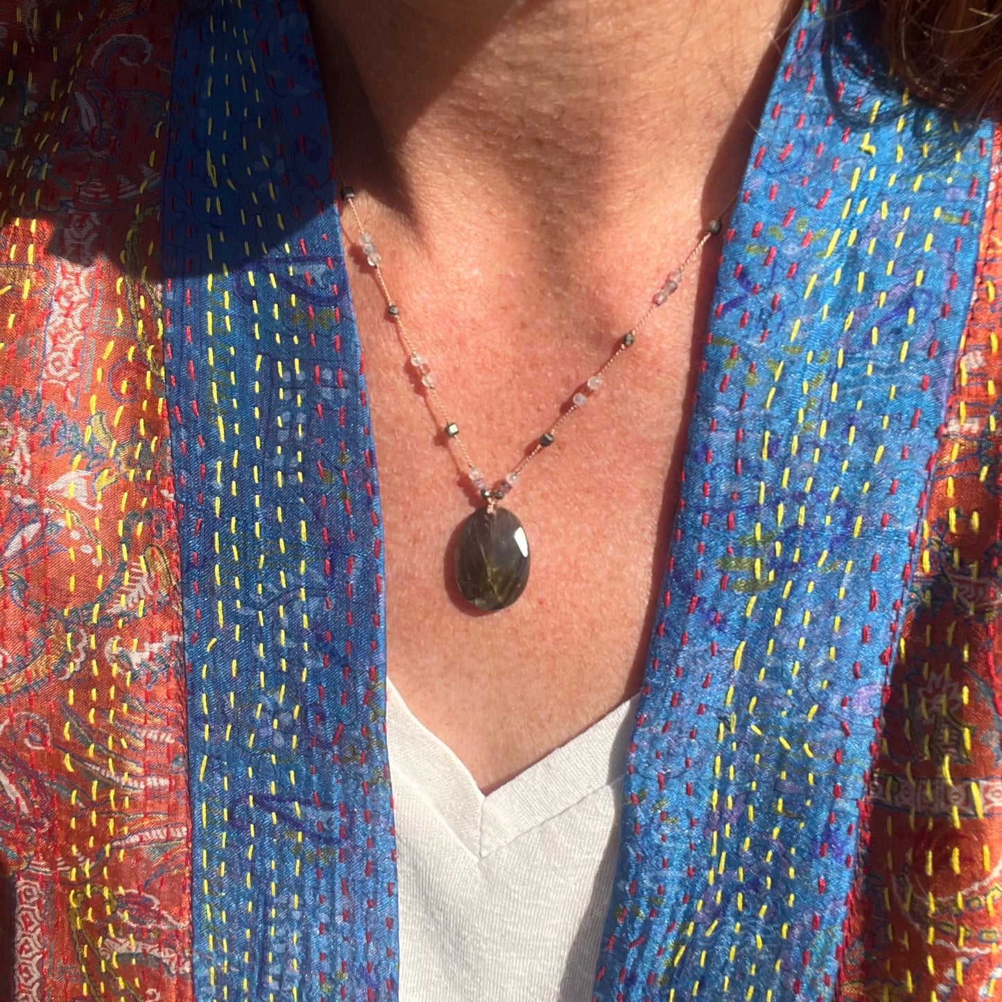 Collier attrape rêves labradorite