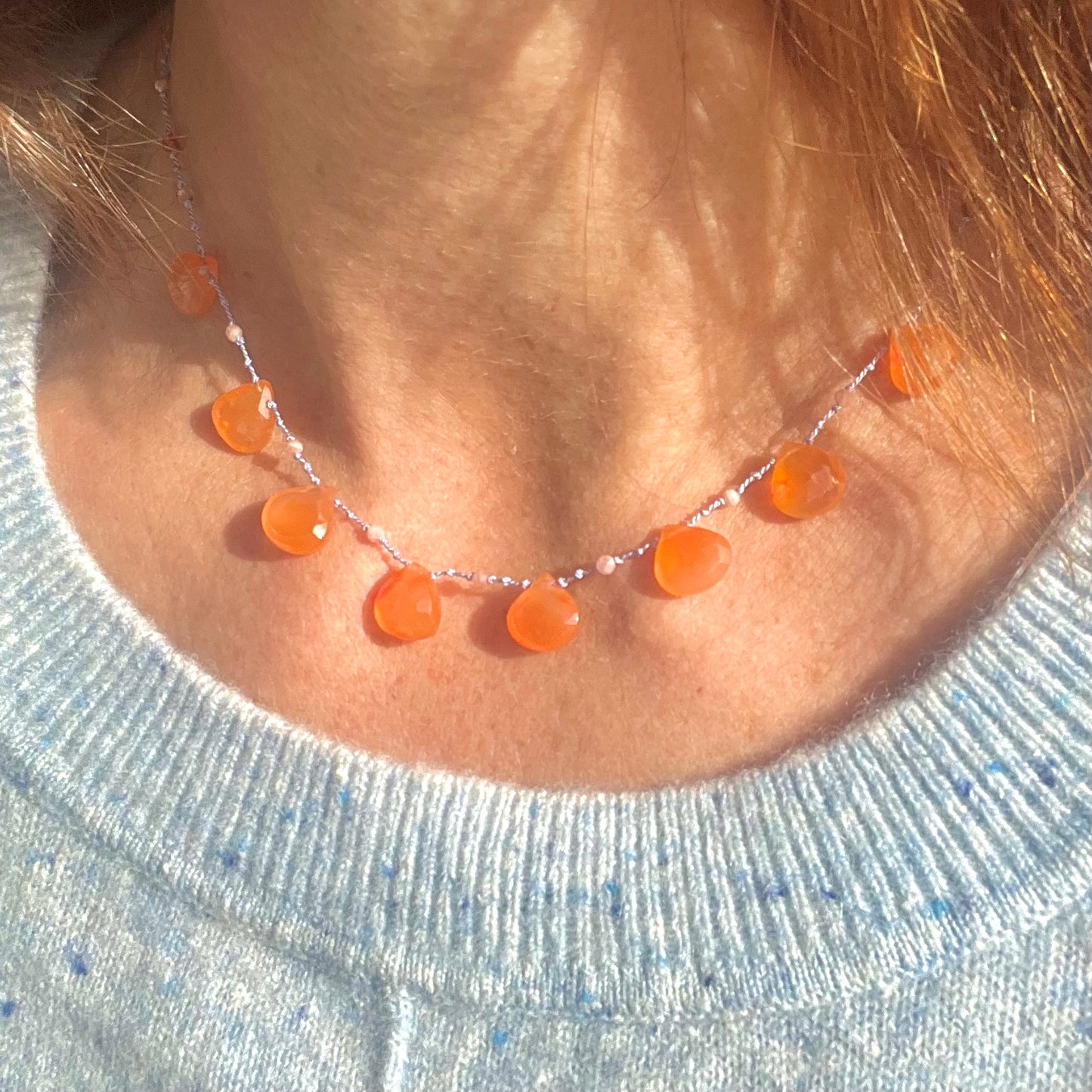 Collier midi plumetis cornaline