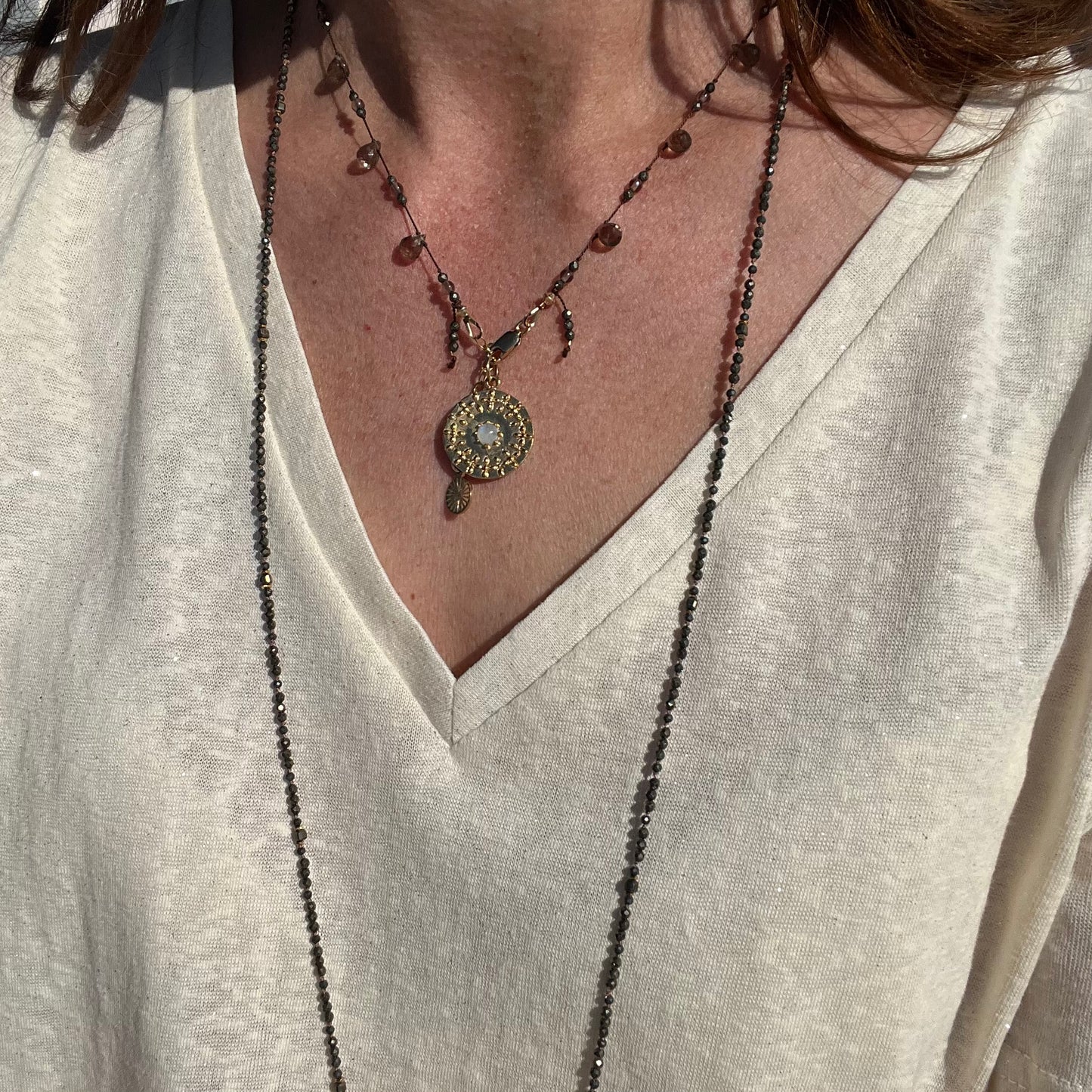 Collier plumetis quartz fumé