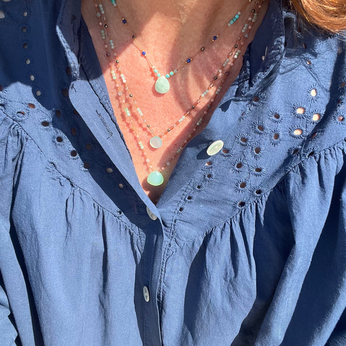 Collier plume amazonite