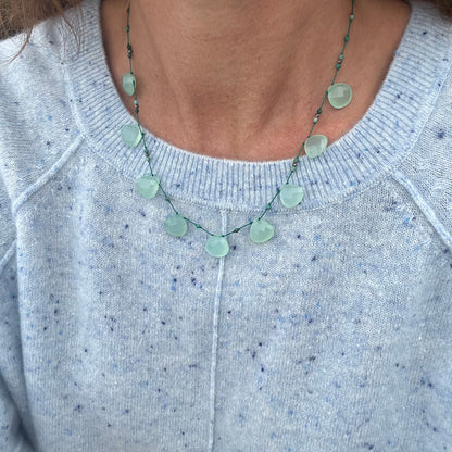 Collier « maxi Plumetis » calcédoine