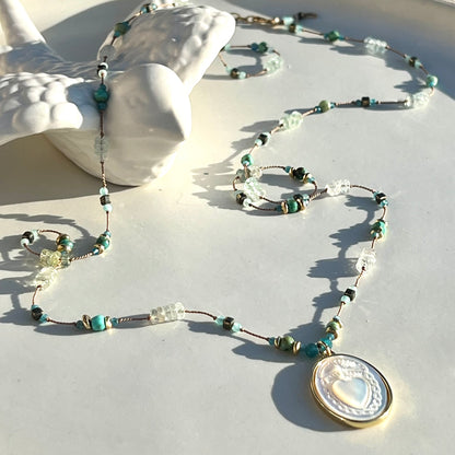 Sautoir Sacré aigues marines